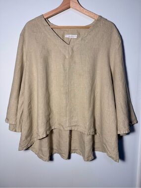 bryn Walker Relaxed Layered Linen Pullover Top size L